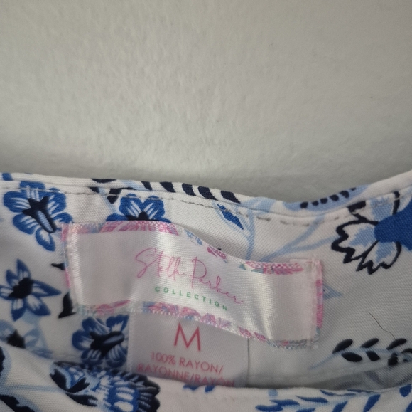 Stella Parker Floral Blue White Paisley Flowy Boho Pants - Picture 3 of 4